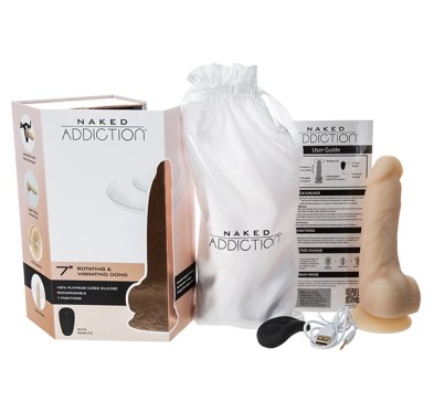 Wibrator - Naked Addiction Rotating & Vibrating Dong with Remote 18 cm Vanilla